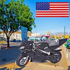 Mini Pocket 49cc Motorcycle Bike Black Motos Racer Petrol Off Road 2 Stroke