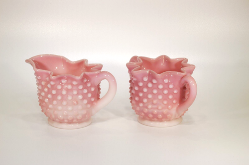 Fenton Art Glass Rosalene Hobnail Cream & Sugar Set, FAGCA - Imagen 3 de 8