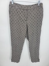Talbots Pants Womens 6 Black Check Embroidered Polka Dot Tapered Artsy Wool