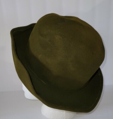 MADCAPS NY PARIS Army Green Wool Blend Roll Brim Hat. S XS  display picture 1