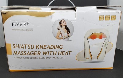 FIVE S Shiatsu Kneading Massager w/Heat for Neck/Shoulders/Back/Body/Arms/Legs