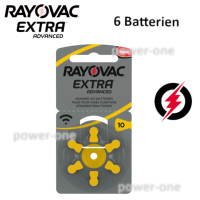 6x Hörgerätebatterien Typ 10 Rayovac Extra Advanced  5,85 x 3,6mm