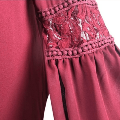 LUXOLOGY WOMEN'S MAROON LACE, ABOVE KNEE, LONG SLEEVE, LINED DRESS | eBay