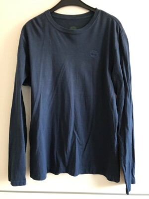 Tolles Original Timberland Shirt Langarm Gr. M - Blau - Mit großen Logo Rücken
