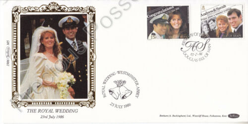 BENHAM SILK Isle of Man FDC First Day Cover 1986 ROYAL WEDDING SET