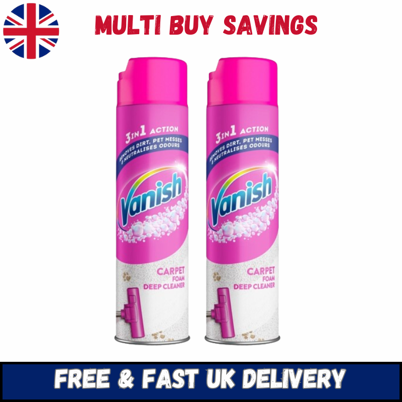 2 x Vanish Gold Carpet Cleaner Care Foam Upholstery Dirt & Stain Remover 600ml 5011417565384 eBay