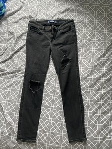 black ripped hollister jeans