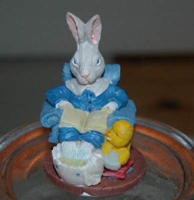 Vintage Victorian Style Man Bunny Soaking Feet Reading Recliner