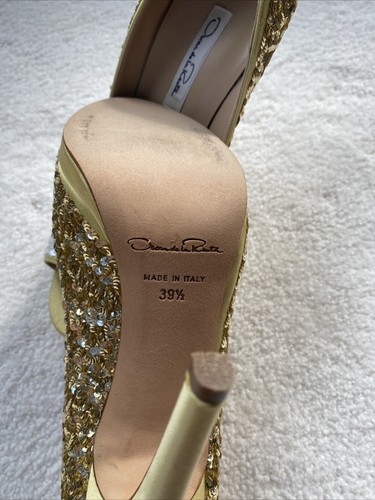 Oscar de la renta Colorblock Patten Bow Accents Slingback Pumps 39 1/2 - 9 - Picture 10 of 12