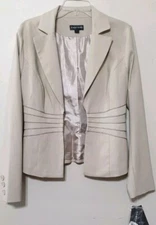 Rampage Ivory Stretch Cropped Lined Elegant Accents Blazer Jacket Size XS NWT