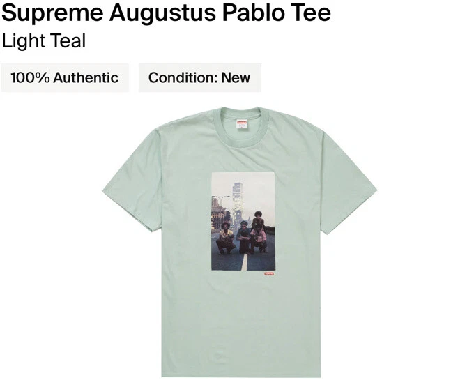 T shirt Supreme Pablo Augustus sarcelle légère !!Taille Petite ! NEUF AVEC ÉTIQUETTES !!SS21 ! 100 % authentique !
