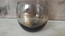 Rare Vintage Short Round drinking Glass with Roman Objects in Gold.