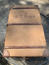 Vintage Wood Braced Steamer Trunk Made In England