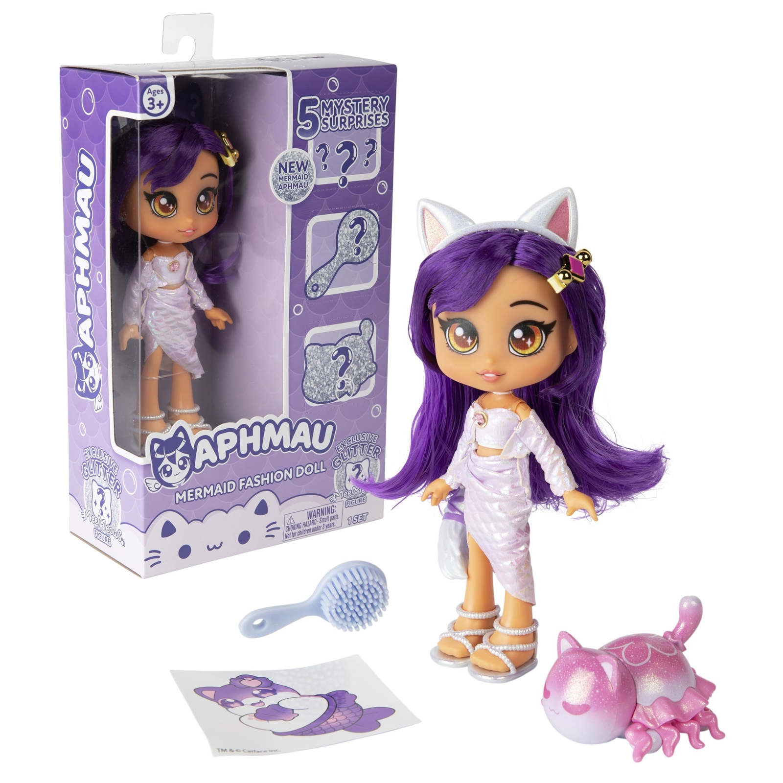 Fashion Doll Mermaid with 5 Mystery Surprise Toys & Glitter Accessories