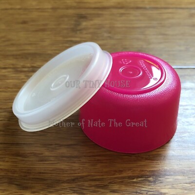Tupperware Smidgets Pill 1 oz Mini Travel Container Watermelon Pink & Sheer