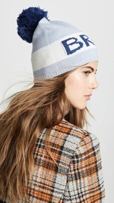 Kate Spade NY BRRR Stormy Sky Blue Beanie With Pom Pom NEW 
