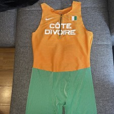 Nike Pro Elite Cote Divoire Speedsuit Orange Green Singlet CU1842-812 Sz XL