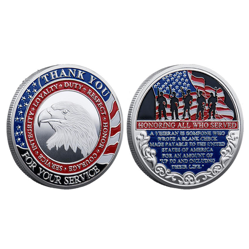 Collection Commemorative Thank You for Your Service Veteran Medal Challenge Coin