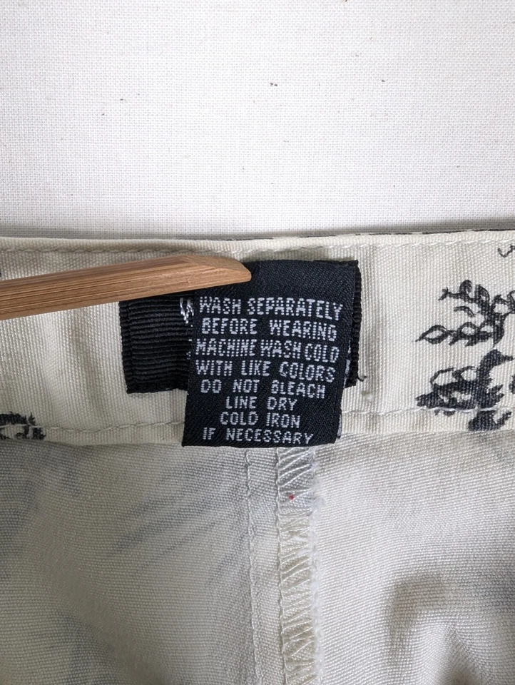 Pantalones elásticos Y2K Mossimo estampado de baño negro blanco tiro medio algodón recto talla 2 Foto 3 de 4