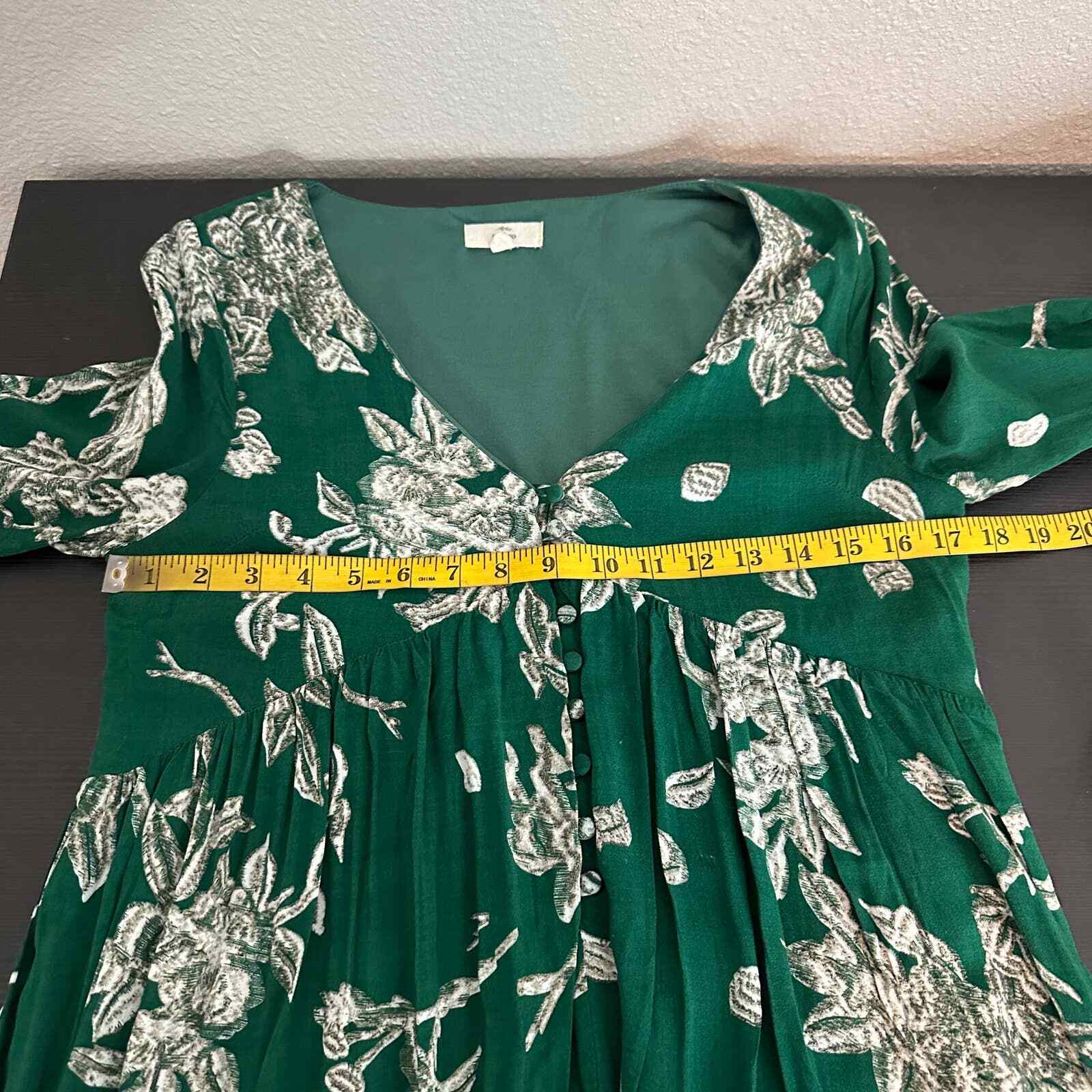 Entro Green Floral Babydoll Mini Boho Bell Sleeve Dre… Gem