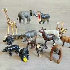 Vintage Lot Of African Animal Toy Figures PVC Hippo Giraffe Rhino Gorilla