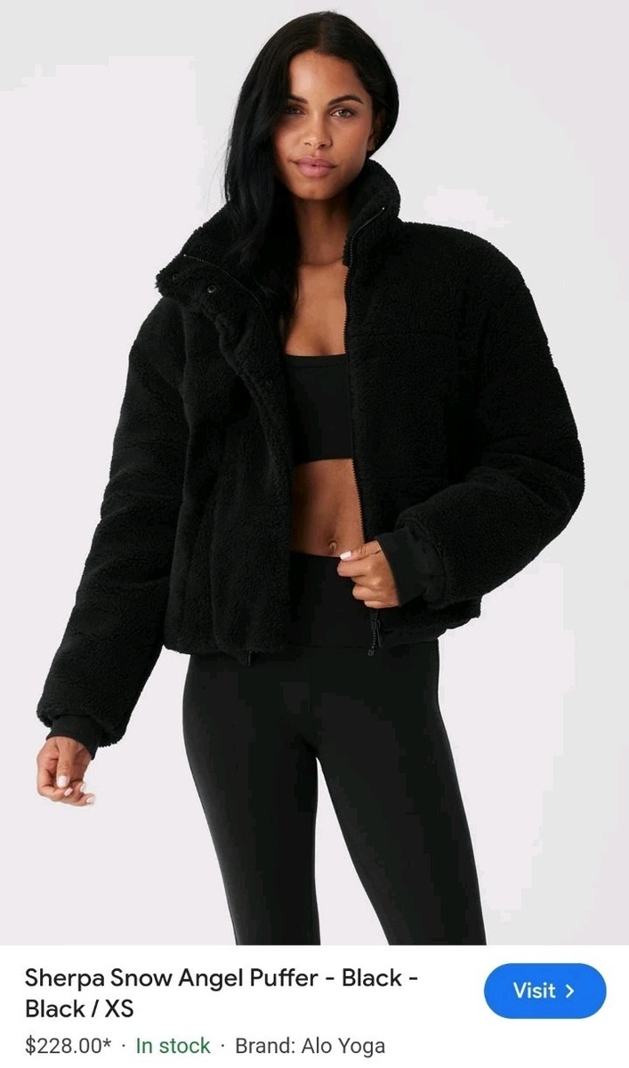 NWOT!!! Alo Yoga Sherpa Snow Angel Varsity Puffer Jacket Black