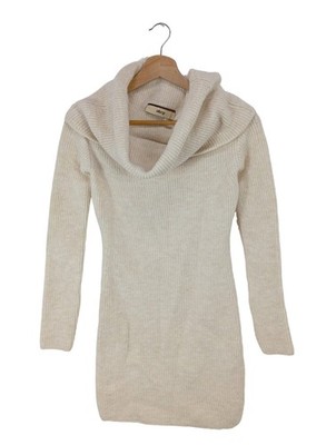AKEP Langarmkleid Damen Kleid Gr. DE 36 wollweiß Casual-Look