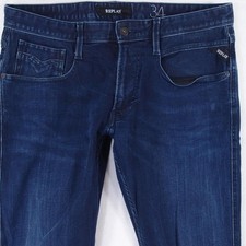 Hommes Replay M914 ANBASS Ajusté Tapered Élasthanne Bleu Jeans W34 L34