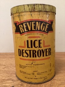 Revenge Lice Destroyer Vintage Empty Tin I.D. Lads. Kansas City Missouri USA