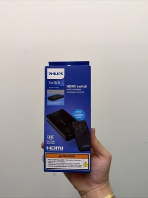 Philips 4 Port 2.2 HDMI Switch with Remote AV Switcher HDMI Extender Black