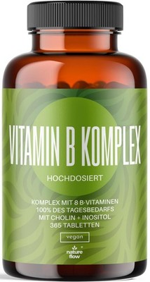 Vitamin B Komplex - 365 Tabletten - 8 B-Vitamine + Cholin & Inositol - Vegan