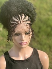 Braided Cornrow Human Hair Bun Wig. It’s Made On A Full Lace Wig. Women’s Wig.
