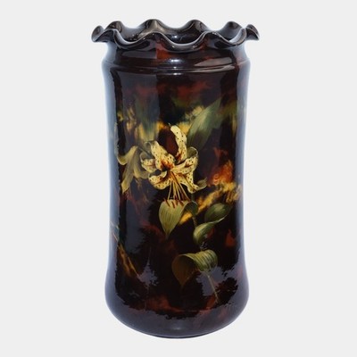 Weller Aurelian 1900s Vintage Art Pottery Standard Glaze Floral Umbrella Stand