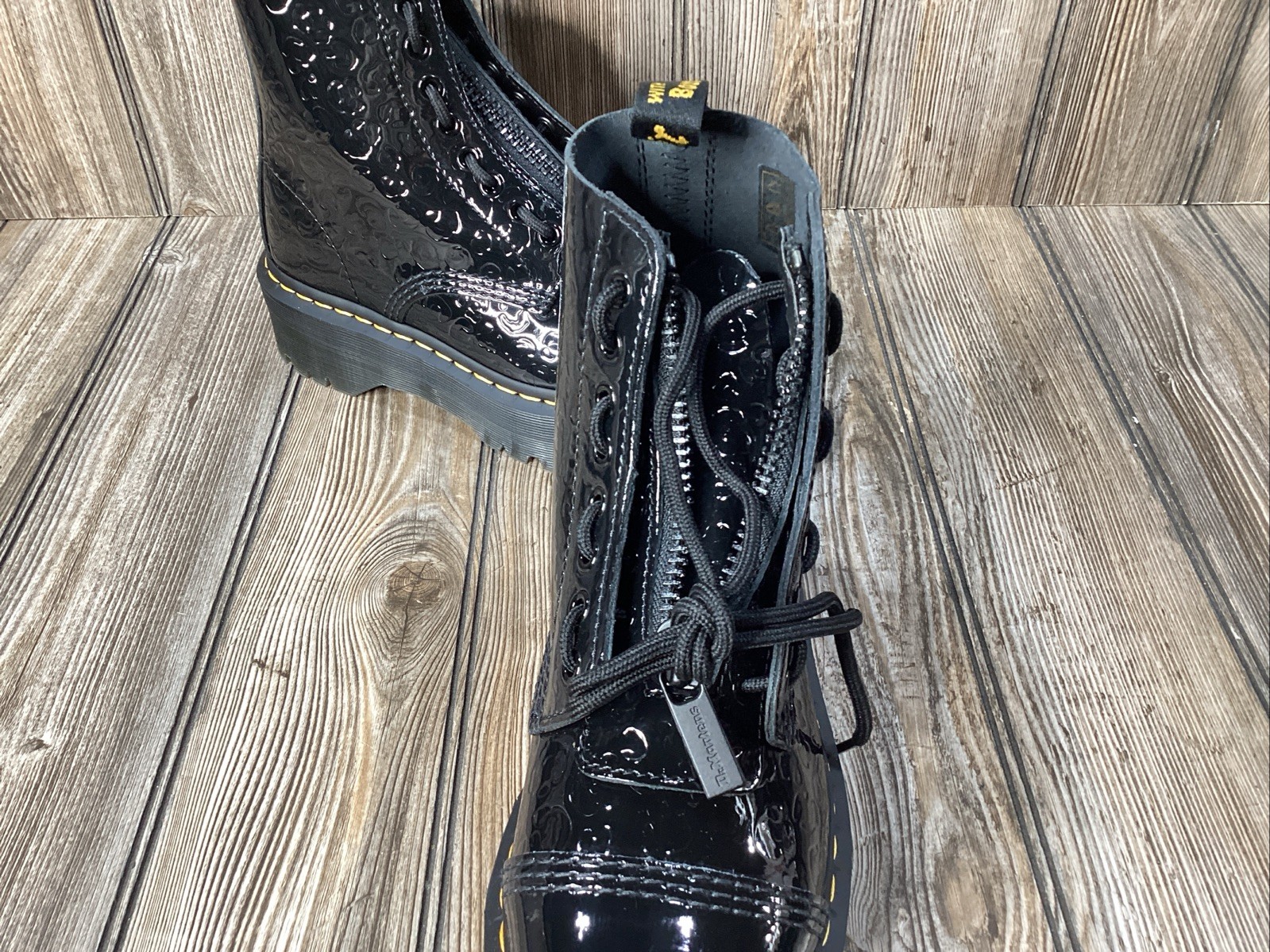 NEW Dr. Doc Martens Womens Sinclair Black Leopard Embossed Leather Boots Size 7 thumbnail 8