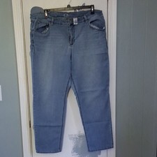 Terra  Sky Women's Plus Denim Jeans Light Blue 5-Pocket Button Zip Solid