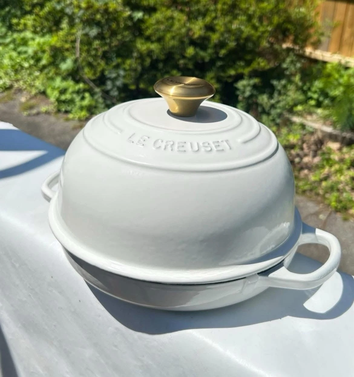 New Le Creuset Enameled Cast Iron Bread Oven in WHITE