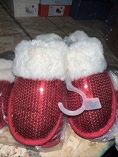 Cat Jack Lane Sequin Scuff Slippers Red Kid's Size XL 6/7