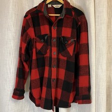 Vtg 60s Woolrich Red Plaid Wool L Lumberjack Shacket Men  s Cabin Core Gorpcore