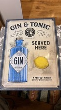 Nostalgic-Art Metal Sign Gin and Tonic Served Here - Pub or Bar Genuine Vintage