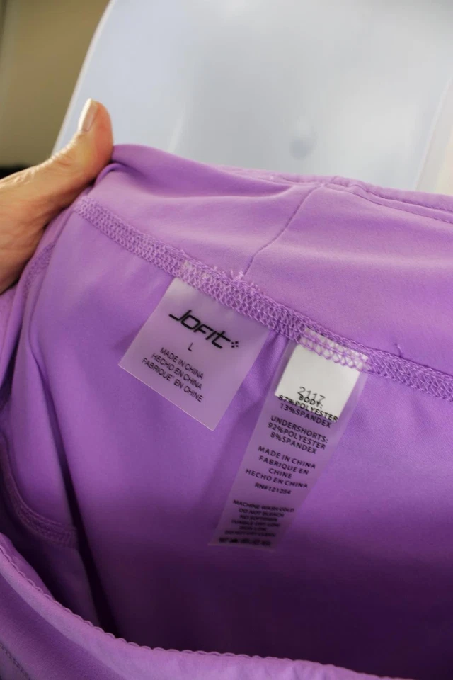 Jofit 女式浅紫色打褶前拉链口袋运动服短裙大号 — 第 3/3 张图片