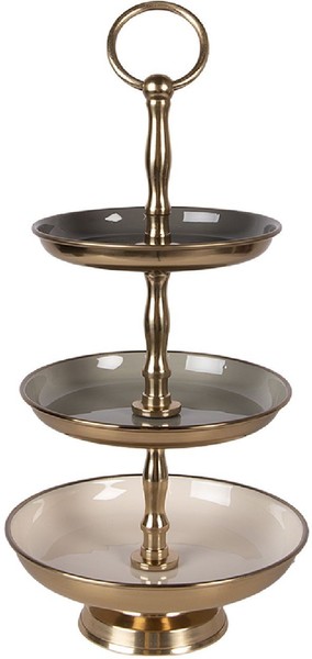 Etagere Eisen 3 Etagen Ø 18X35 Cm Beige-Gold Clayre & Eef 66426-image