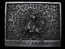 MB11158 VINTAGE 1970s BERGAMOT SCHLITZ MALT LIQUOR BEER BELT BUCKLE