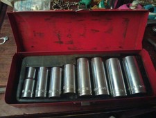 Vtg Thorsen 8 piece 3/8" drive deep well socket set 12 pt 3/8"- 13/16" Chrome!!!