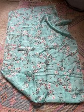 Vintage 70x19  Scarf Large Floral Pure Silk Blue