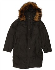 Cappotto donna Zara oversize imbottito con cappuccio UK 10 piccolo nero nylon XM01