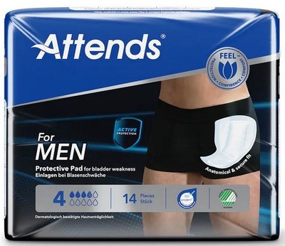 ATTENDS FOR MEN 4, Inkontinenzeinlagen, Einlagen Blasenschwäche, 14 Slipeinlagen