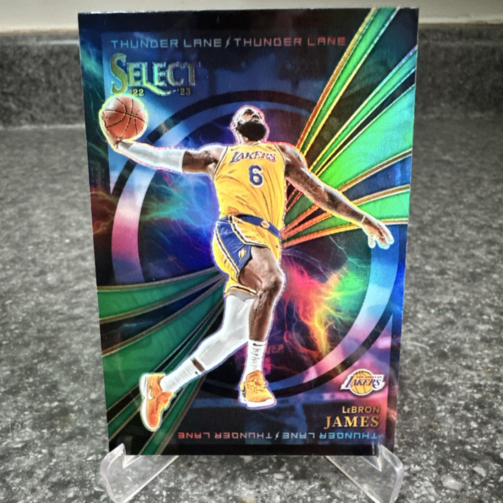 2022-23 Panini Select #2 LeBron James Thunder Lane Green Prizm