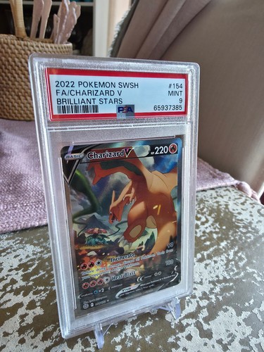 2022 POKEMON SWORD & SHIELD BRILLIANT STARS #154 FA/CHARIZARD V PSA 9 MINT TCG 
