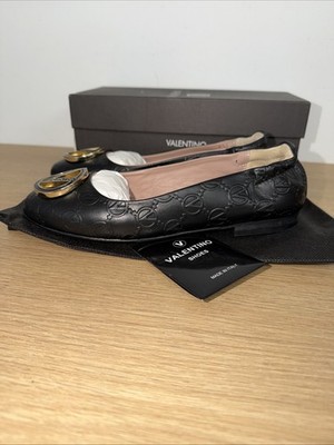 Valentino Calliope Monogram Leather Ballet Flats Size 8 Women s High End Shoes