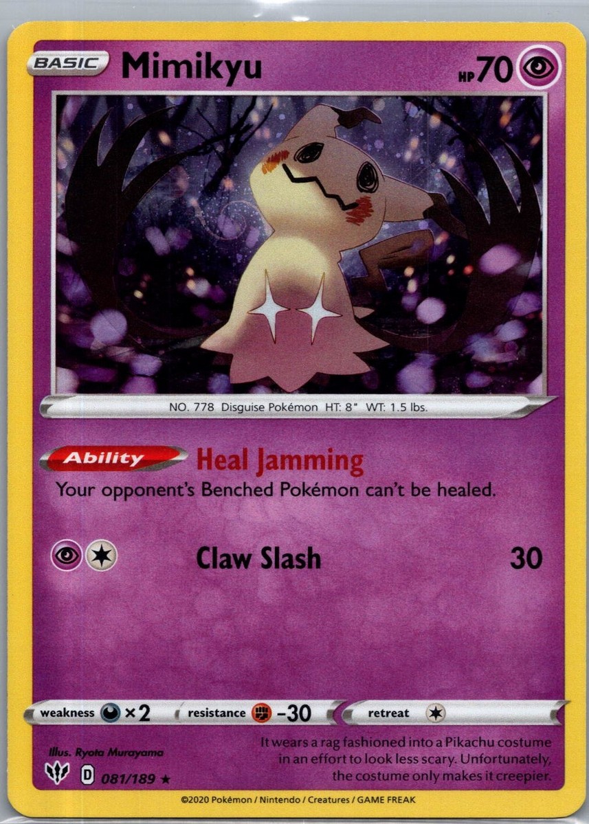 Mimikyu 081/189 R Darkness Ablaze Pokemon Cosmo Holo Near Mint | eBay